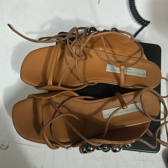 Stella McCartney bead-embellished artificial Gladiator Leather Sandals Size 6.5 - Picture 2 of 7